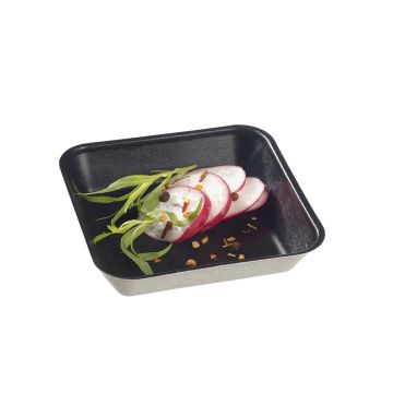 Kanopee sugar cane tray black, 10x10cm, 50 pieces, black PLA