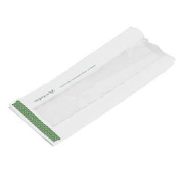 Folded white bag NatureFlex 100x50x250 for hot dishes VEGWARE standard print, 1000 pieces